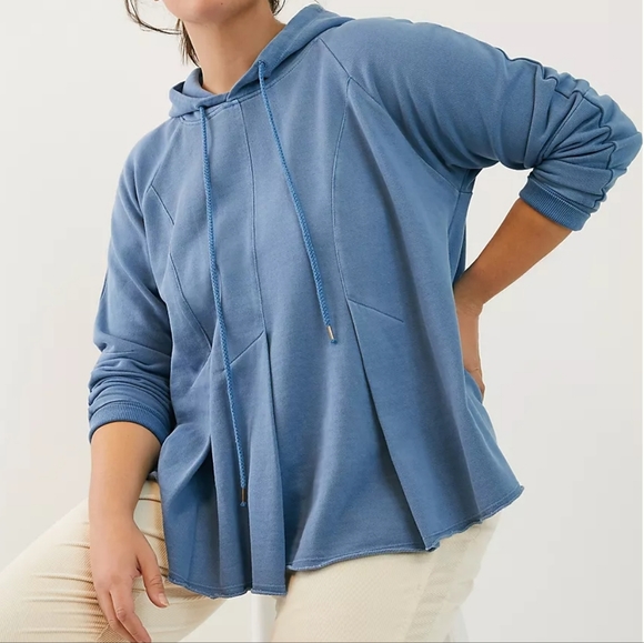 Anthropologie Sweaters - Anthropologie Pilcro Blue Flynn Pleated Hoodie Women's Size Large